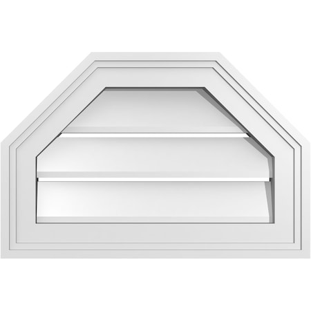Ekena Millwork Octagonal Top Surface Mount PVC Gable Vent w/ 2"W x 1-1/2"P Brickmould Frame, 18"W x 12"H GVPOT18X1202SF